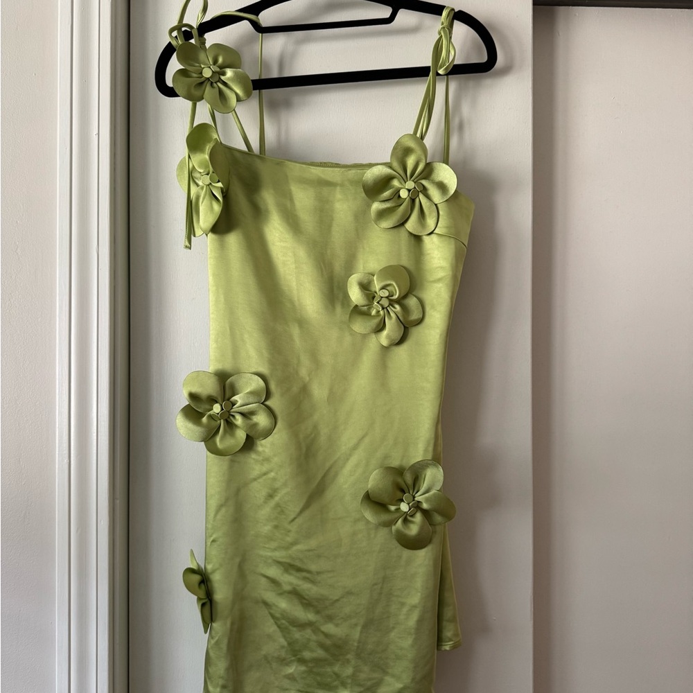 Astr Green Floral Mini Dress